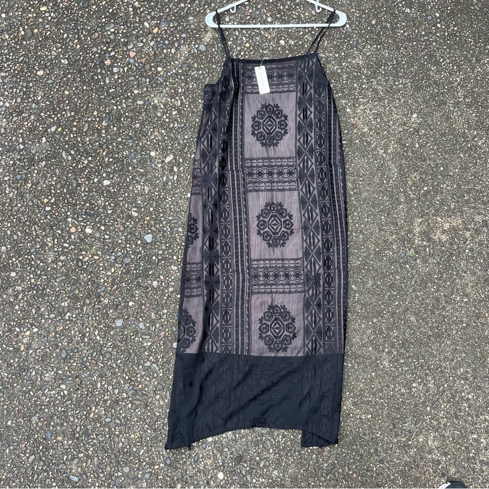 NWT Anthropologie slip dress black and pink size medium